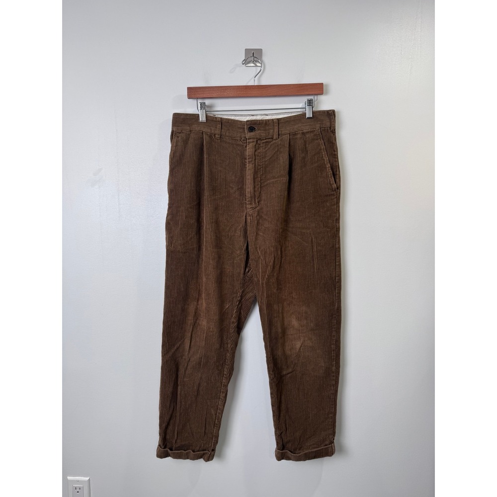 Alex Mill Men Brown Corduroy Pleated Straight Leg Pants 32
